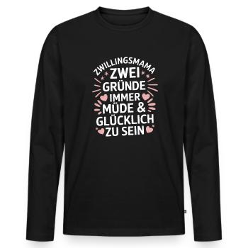 Zwillingsmama Zwillings Mutter, Mama von Zwillinge - Männer Premium Bio Langarmshirt - Schwarz - Vorne - Nico (187cm)