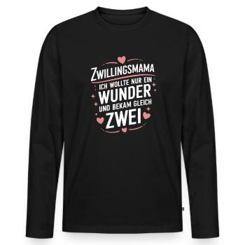 Zwillings Mutter Zwillingsmam - Männer Premium Bio Langarmshirt - Schwarz - Vorne - Nico (187cm)
