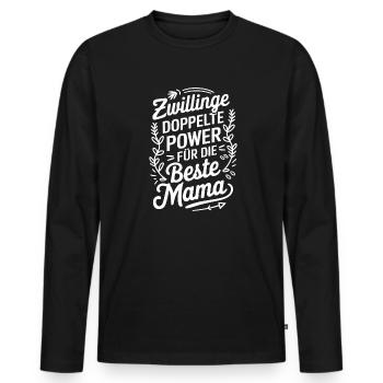 Zwillingsmutter Twin Mom Mama von Zwillingen - Männer Premium Bio Langarmshirt - Schwarz - Vorne - Nico (187cm)
