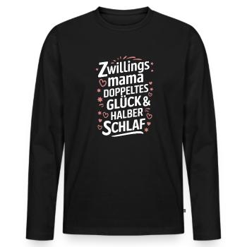 Zwillingsmutter Twin Mom Mama von Zwillingen - Männer Premium Bio Langarmshirt - Schwarz - Vorne - Nico (187cm)