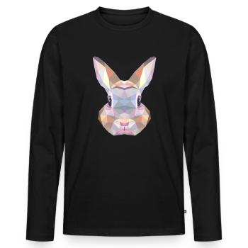 Hase Polygon - Männer Premium Bio Langarmshirt - Schwarz - Vorne - Nico (187cm)