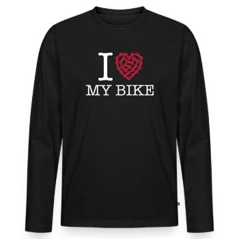 I Love My Bike - Männer Premium Bio Langarmshirt - Schwarz - Vorne - Nico (187cm)