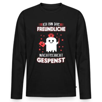 Ich Bin Das Freundliche Nachtschicht Gespenst - Männer Premium Bio Langarmshirt - Schwarz - Vorne - Nico (187cm)