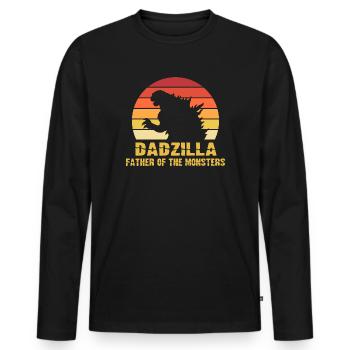Dadzilla Bester Papa cooler Vater Monster lustig - Männer Premium Bio Langarmshirt - Schwarz - Vorne - Nico (187cm)