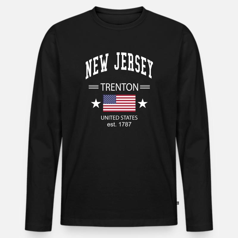 New Jersey - Männer Premium Bio Langarmshirt - Schwarz