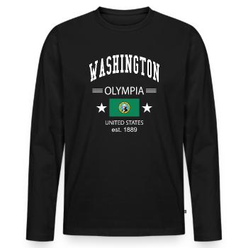 Washington - Men's Premium Organic Long Sleeve Shirt - black - Front - Nico (187cm)