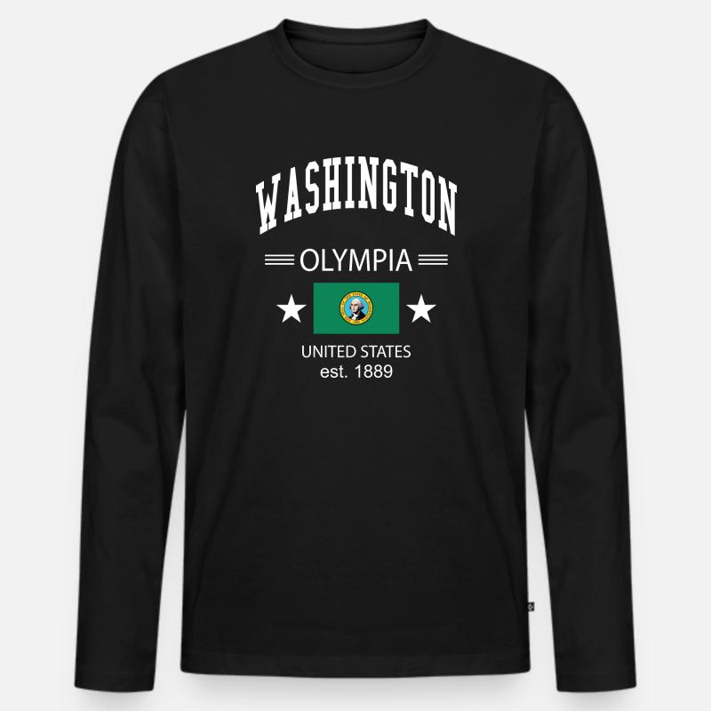 Washington - Männer Premium Bio Langarmshirt - Schwarz