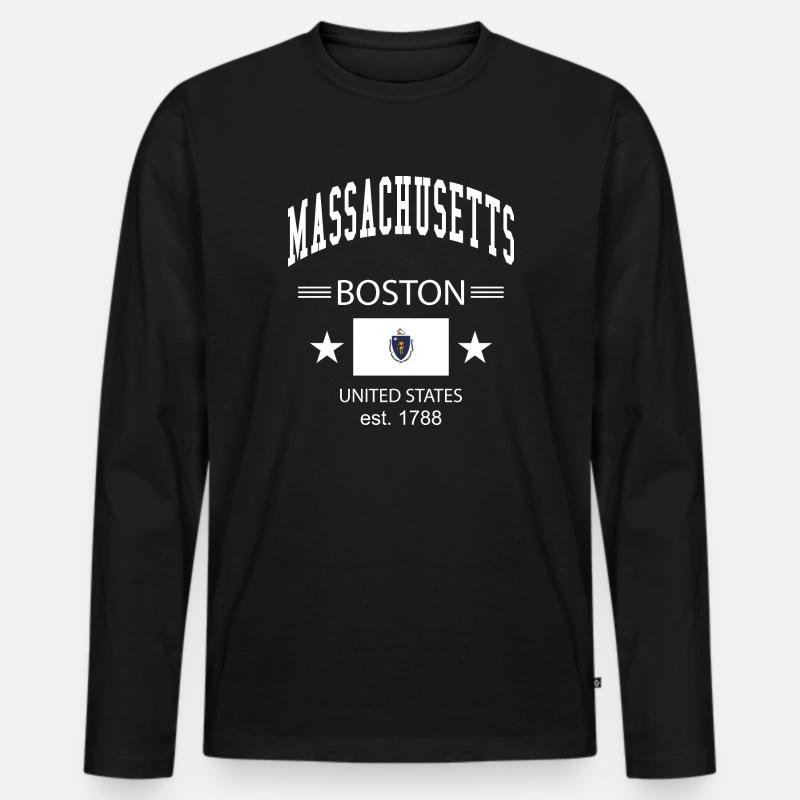 Massachusetts - Männer Premium Bio Langarmshirt - Schwarz
