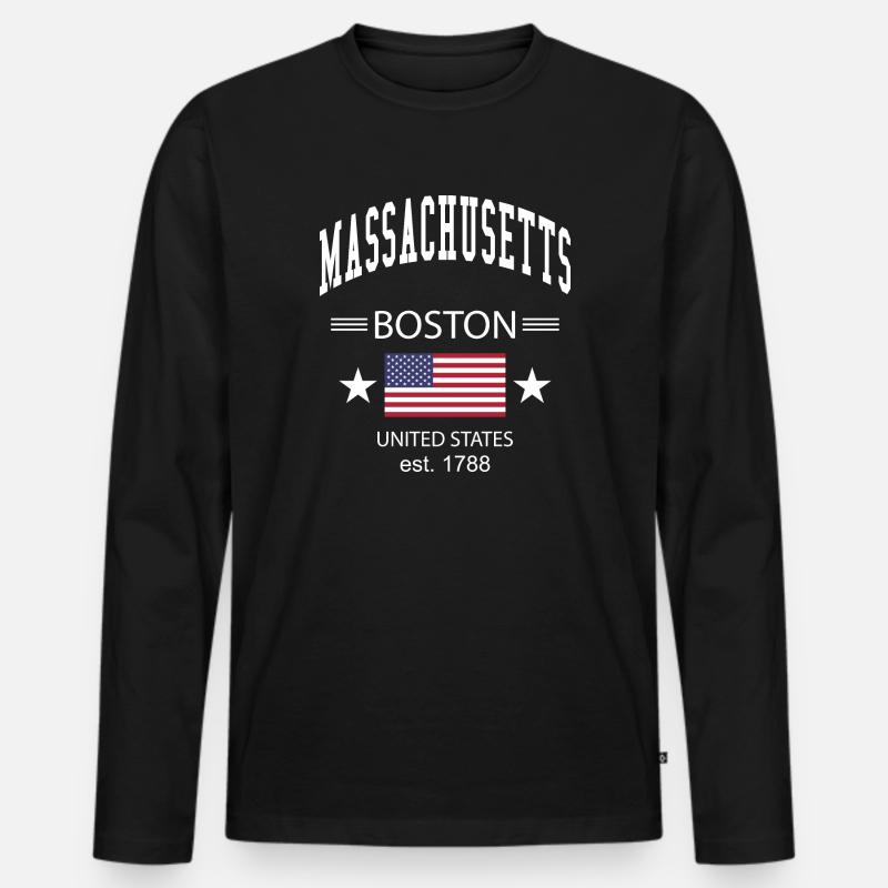 Massachusetts - Männer Premium Bio Langarmshirt - Schwarz