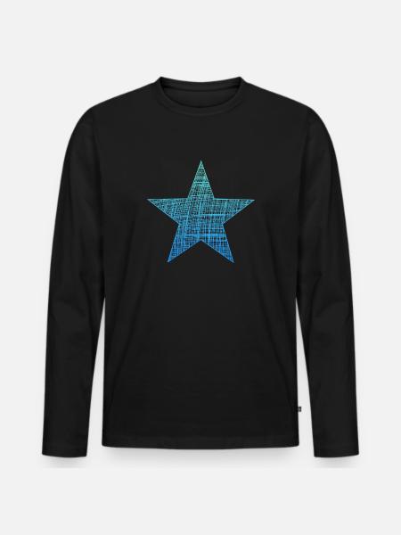 blue star, blauer Stern - Männer Premium Bio Langarmshirt - Schwarz