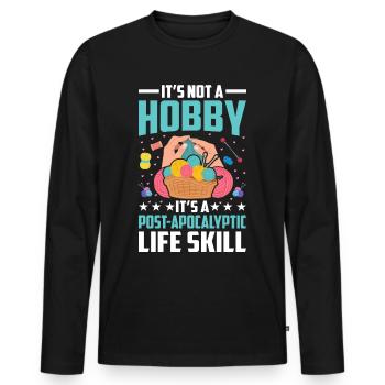 Stricken ist eine Lebenseinstellung - Männer Premium Bio Langarmshirt - Schwarz - Vorne - Nico (187cm)
