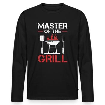 Grill master Barbecue Soirée Grill GrillIng Barbecue Party - T-shirt manches longues Premium bio Homme - noir - Devant - Nico (187cm)