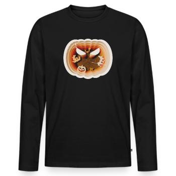 Halloween Pumpkin Silhouette Style - Men's Premium Organic Long Sleeve Shirt - black - Front - Nico (187cm)