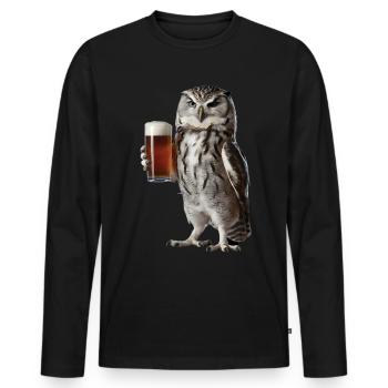 Eule Bier - Männer Premium Bio Langarmshirt - Schwarz - Vorne - Nico (187cm)