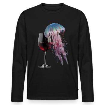Quallen Wein - Männer Premium Bio Langarmshirt - Schwarz - Vorne - Nico (187cm)
