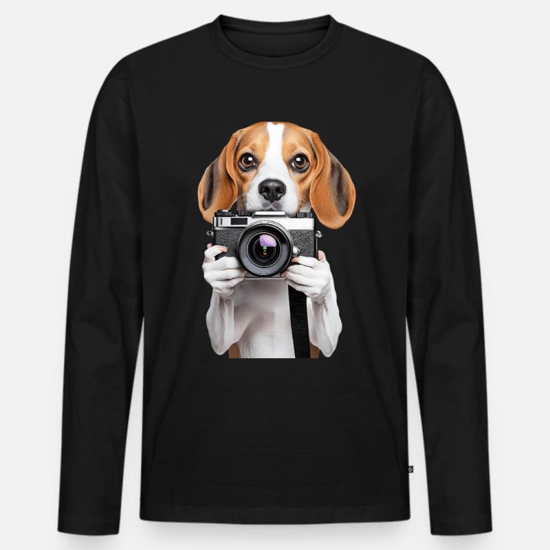 Beagle - Männer Premium Bio Langarmshirt - Schwarz