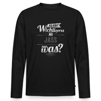 Es gibt wichtigeres als Jass - RAHMENLOS schwarz - Männer Premium Bio Langarmshirt - Schwarz - Vorne - Nico (187cm)