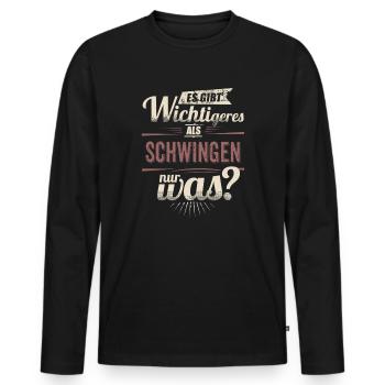 Es gibt wichtigeres als Schwingen - RAHMENLOS - Männer Premium Bio Langarmshirt - Schwarz - Vorne - Nico (187cm)