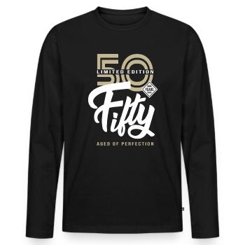 50 years Fifty Geburtstagsgeschenk 50 Jahre - Männer Premium Bio Langarmshirt - Schwarz - Vorne - Nico (187cm)