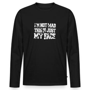 Je ne suis pas fâché, c’est juste mon visage - T-shirt manches longues Premium bio Homme - noir - Devant - Nico (187cm)
