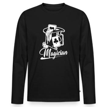 Chemise drôle de magicien - T-shirt manches longues Premium bio Homme - noir - Devant - Nico (187cm)