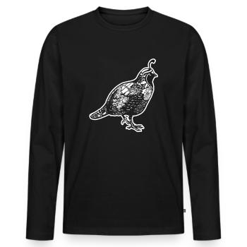 Wachtel Wachtel Blumenmuster - Männer Premium Bio Langarmshirt - Schwarz - Vorne - Nico (187cm)