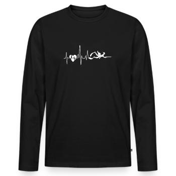 Battement de coeur drôle de chasse sous-marine - T-shirt manches longues Premium bio Homme - noir - Devant - Nico (187cm)