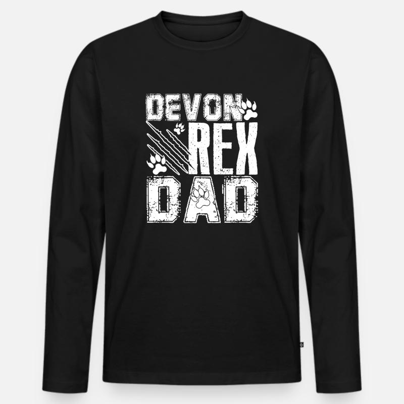 Chat Devon Rex Papa Devon Rex T-shirt manches longues Premium bio Homme
