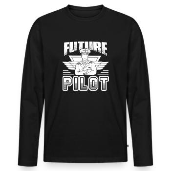 Pilote Futur Pilote - T-shirt manches longues Premium bio Homme - noir - Devant - Nico (187cm)