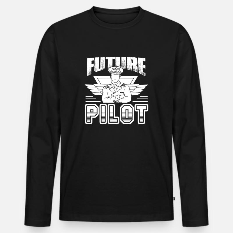 Pilot Zukünftiger Pilot - Männer Premium Bio Langarmshirt - Schwarz