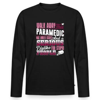 Paramedic Has Anger Issues - Men's Premium Organic Long Sleeve Shirt - black - Front - Nico (187cm)