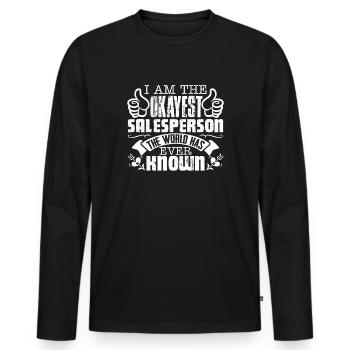 Salesperson Okayest Salesperson - Men's Premium Organic Long Sleeve Shirt - black - Front - Nico (187cm)