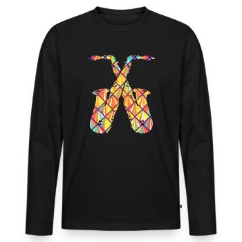 Saxophone Alto Saxophone Alto Géométrique - T-shirt manches longues Premium bio Homme - noir - Devant - Nico (187cm)