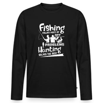 Chasse La chasse résout le reste - T-shirt manches longues Premium bio Homme - noir - Devant - Nico (187cm)
