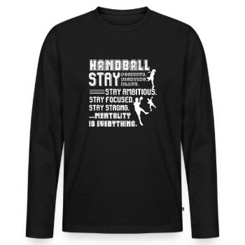 Handball Choses sur le handball - T-shirt manches longues Premium bio Homme - noir - Devant - Nico (187cm)