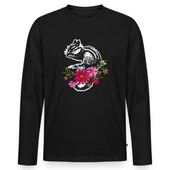 Chipmunk With Flowers - Men's Premium Organic Long Sleeve Shirt - black - Front - Nico (187cm)