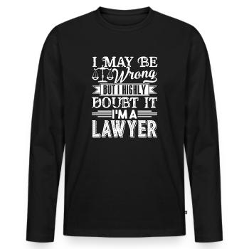 Avocat, je suis un avocat - T-shirt manches longues Premium bio Homme - noir - Devant - Nico (187cm)