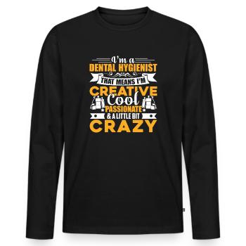 Hygiéniste dentaire Je suis hygiéniste dentaire - T-shirt manches longues Premium bio Homme - noir - Devant - Nico (187cm)