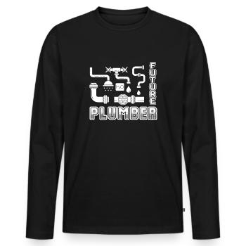 Plumber Future Plumber - Men's Premium Organic Long Sleeve Shirt - black - Front - Nico (187cm)