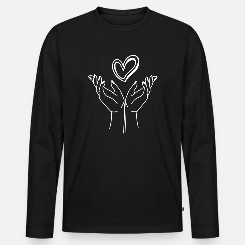 Hände - Männer Premium Bio Langarmshirt - Schwarz