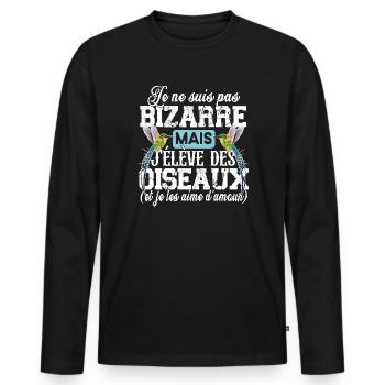 Oiseau Animal Bec Cadeau Humour Moineau Mésange - T-shirt manches longues Premium bio Homme - noir - Devant - Nico (187cm)