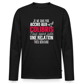 Colibri Oiseau Mouche Animal Cadeau Jardin Humour - T-shirt manches longues Premium bio Homme - noir - Devant - Nico (187cm)