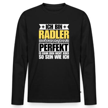 Perfekter Radler - Männer Premium Bio Langarmshirt - Schwarz - Vorne - Nico (187cm)