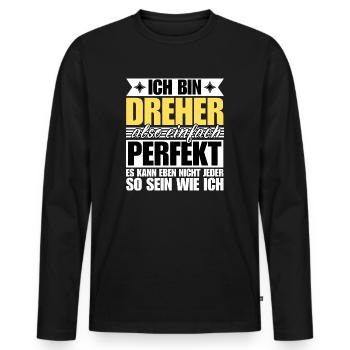 Perfekter Dreher - Männer Premium Bio Langarmshirt - Schwarz - Vorne - Nico (187cm)