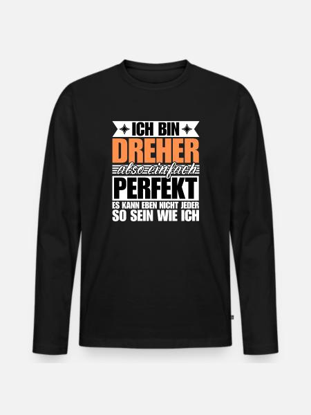 Perfekter Dreher - Männer Premium Bio Langarmshirt - Schwarz