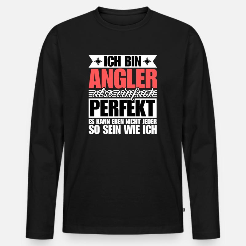 Perfekter Angler - Männer Premium Bio Langarmshirt - Schwarz