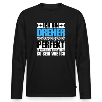 Perfekter Dreher - Männer Premium Bio Langarmshirt - Schwarz - Vorne - Nico (187cm)