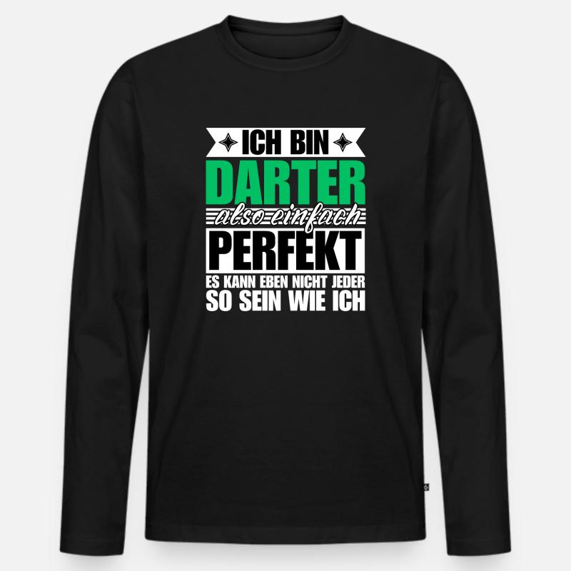 Perfekter Darter - Männer Premium Bio Langarmshirt - Schwarz