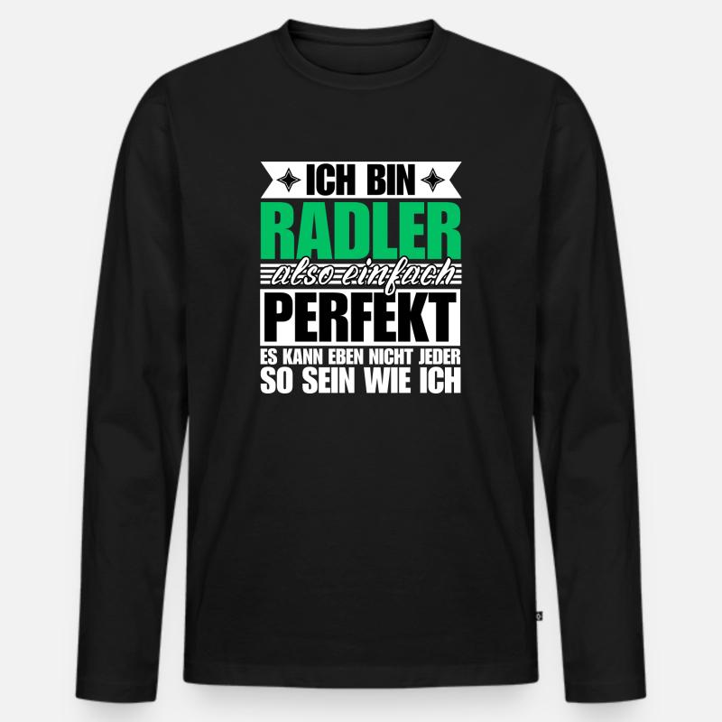 Perfekter Radler - Männer Premium Bio Langarmshirt - Schwarz