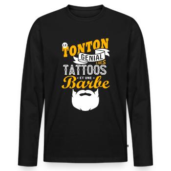 le tonton génial a des tattoos et une barbe cadeau - T-shirt manches longues Premium bio Homme - noir - Devant - Nico (187cm)